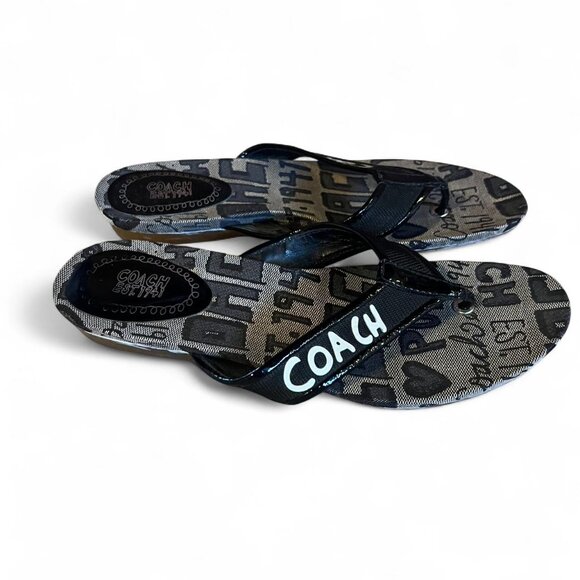 Coach black and white flip flops - Picture 2 of 4
